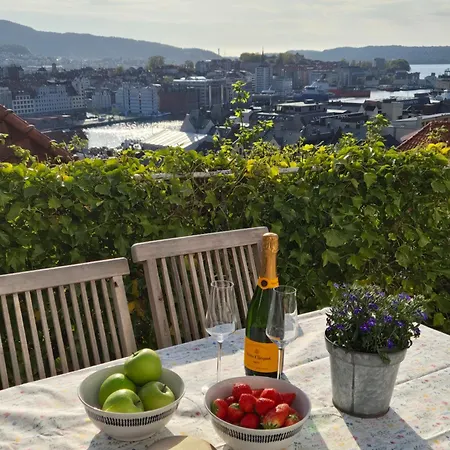 Nydelig Hus Med Privat Hage Og Fantastisk Utsikt Over Fisketorget, Bryggen Og Sentrum Bergen